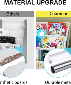Coonoor Kids Bookshelf - 4 Tier Small Bookcase for Kids Room, Metal Nursery Book Shelf, Sling Book Shelf and Toy Storage for Children, Idea Gifts for Boys and Girls - 6