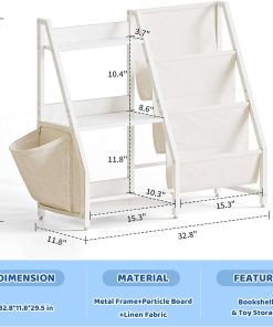 Kids Bookshelf and Toy Organizer, 3 Tier Bookshelf for Kids, Montessori Bookcase Book Shelf for Kids Rooms, Bedroom, Playroom, Nursery, Toy Storage Organizer with Bookshelf - 2