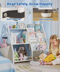 Kids Bookshelf and Toy Organizer, 3 Tier Bookshelf for Kids, Montessori Bookcase Book Shelf for Kids Rooms, Bedroom, Playroom, Nursery, Toy Storage Organizer with Bookshelf - 4
