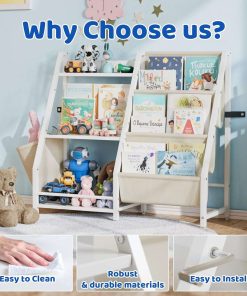 Kids Bookshelf and Toy Organizer, 3 Tier Bookshelf for Kids, Montessori Bookcase Book Shelf for Kids Rooms, Bedroom, Playroom, Nursery, Toy Storage Organizer with Bookshelf - 5