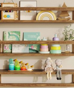 TidyCorner Shelves for Wall, Nursery Book Shelves 4.72 inches Wide Set of 3, Wall Mounted Bookshelf for Kids Room Decor(Walnut Brown) - 1