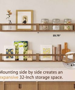 TidyCorner Shelves for Wall, Nursery Book Shelves 4.72 inches Wide Set of 3, Wall Mounted Bookshelf for Kids Room Decor(Walnut Brown) - 2