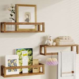 TidyCorner Shelves for Wall, Nursery Book Shelves 4.72 inches Wide Set of 3, Wall Mounted Bookshelf for Kids Room Decor(Walnut Brown) - 9