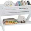 UTEX Kids' Book Caddy with Shelf, Kids Bookcase Storage with Shelf, Kids Book Storage Organizer for Toddlers, Kids, White (White) - 1