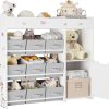 BOTLOG Kids Bookshelf, Toy Storage Organizer with Bookcase, Children's Toy Shelf with 9 Bins for Children's Room, Playroom, Hallway, Kindergarten, School White - 1