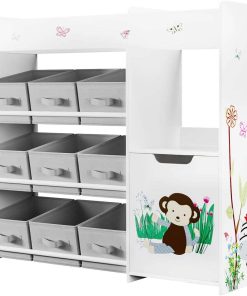 BOTLOG Kids Bookshelf, Toy Storage Organizer with Bookcase, Children's Toy Shelf with 9 Bins for Children's Room, Playroom, Hallway, Kindergarten, School White - 4
