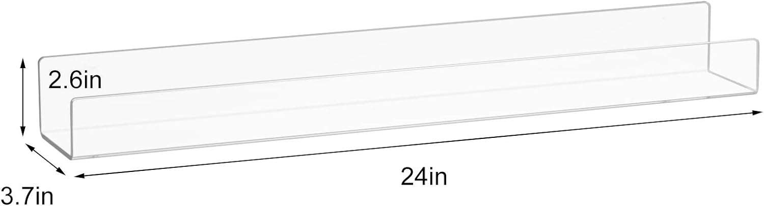 NIUBEE Acrylic Invisible Floating Bookshelf 24 inch,Kids Clear Wall Bookshelves Display Book Shelf,50% Thicker with Free Screwdriver - 3