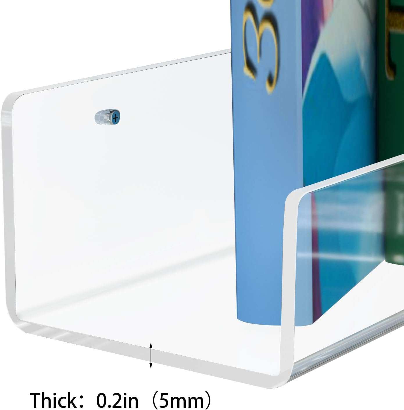 NIUBEE Acrylic Invisible Floating Bookshelf 24 inch,Kids Clear Wall Bookshelves Display Book Shelf,50% Thicker with Free Screwdriver - 4