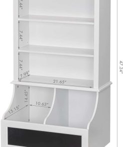 UTEX Kids Toy Storage, Kids Bookshelf and Toy Organizer Cabinet, Kids Bookcase with Blackboard and Cubbies, Open Kids Bookshelves Display Stand for Toddlers, White - 3