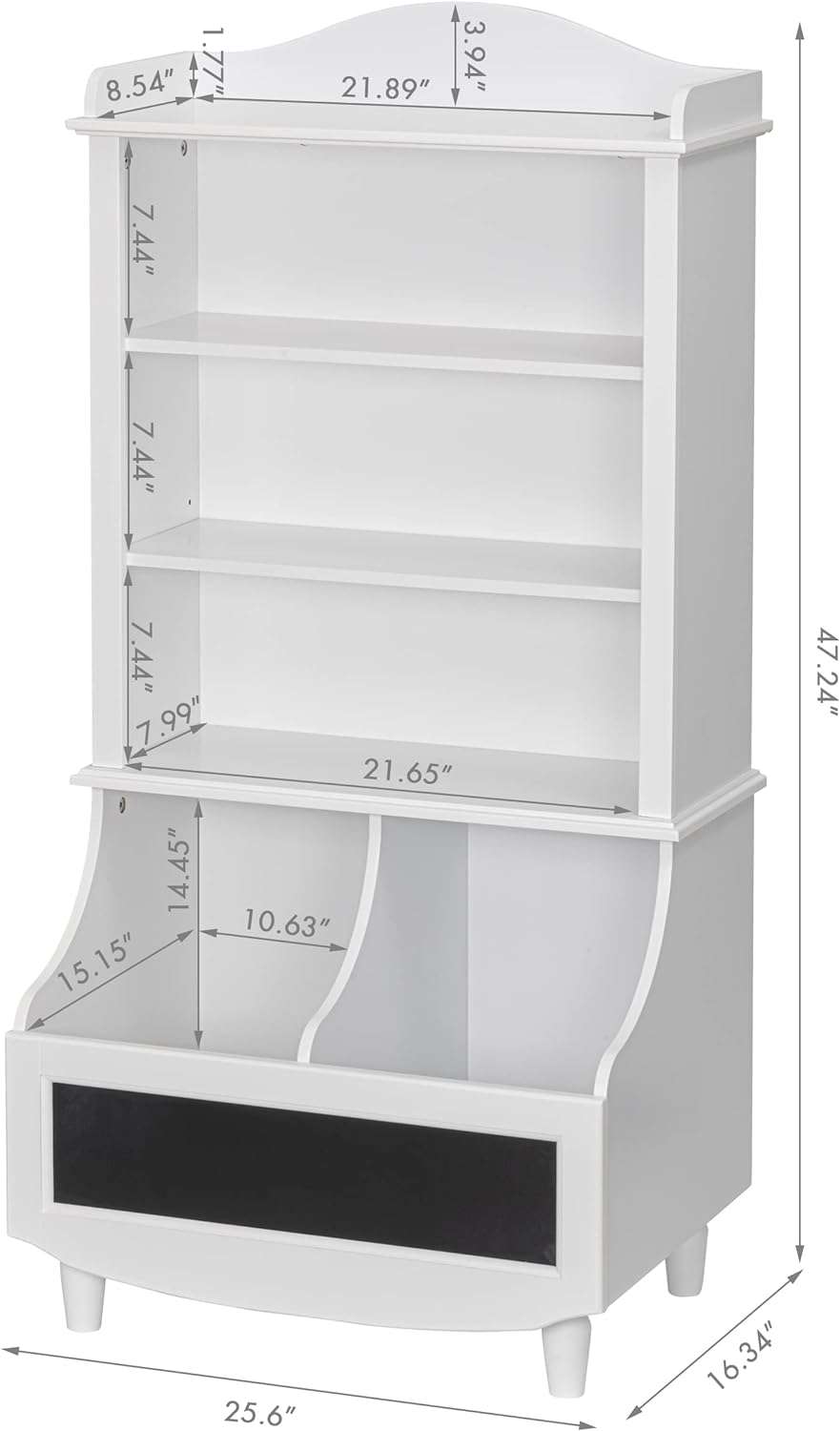 UTEX Kids Toy Storage, Kids Bookshelf and Toy Organizer Cabinet, Kids Bookcase with Blackboard and Cubbies, Open Kids Bookshelves Display Stand for Toddlers, White - 3