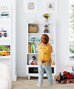 UTEX Kids Toy Storage, Kids Bookshelf and Toy Organizer Cabinet, Kids Bookcase with Blackboard and Cubbies, Open Kids Bookshelves Display Stand for Toddlers, White - 7