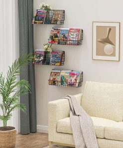 Wall Mounted Metal Kids Bookshelf, Floating Book Shelves for Kids Nursery Toddler Classroom, Hanging Book Shelf Organizer for Room Decor, Black, Set of 4 - 6