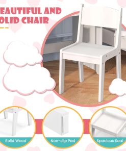 INFANS Kids Vanity, Princess Makeup Desk and Chair Set with Lights Mirror Drawer Storage Shelves, Wooden Dressing Table, Pretend Play Vanity Set for Toddler Girls - 8