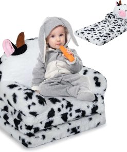 Toddler Chair Kids Sofa - Toddler Sofa Kids Couch Fold Out, 2 in 1 Flip Out Couch and Mini Sofa for Girls and Boys, Baby Couch for 1-4 Year Olds - Cute and Comfy Baby Sofa - 4