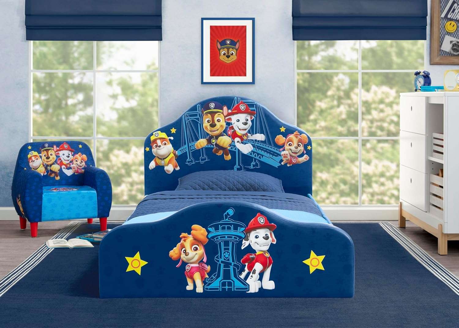 Delta Children PAW Patrol Upholstered Twin Bed, Blue - 3