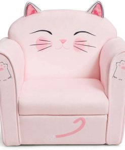 Costzon Kids Couch, Children's Sofa Armrest Chair with Pattern, Toddler Furniture w-Sturdy Wood Construction, Preschool, Lightweight Kids Couch Sofa Chair for Aged 1-5 Boys & Girls Gifts Presents, Cat - 1