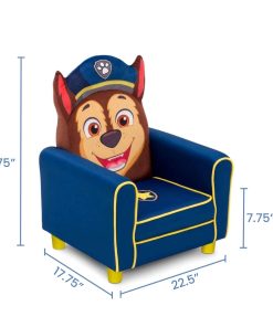 Delta Children Figural Upholstered Kids Chair, Nick Jr. PAW Patrol Chase,Wood, Blue - 3
