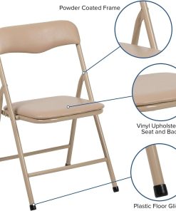 Flash Furniture Mindy Kids 5-Piece Folding Square Table and Chairs Set for Daycare and Classrooms, Children's Activity Table and Chairs Set, Tan - 5