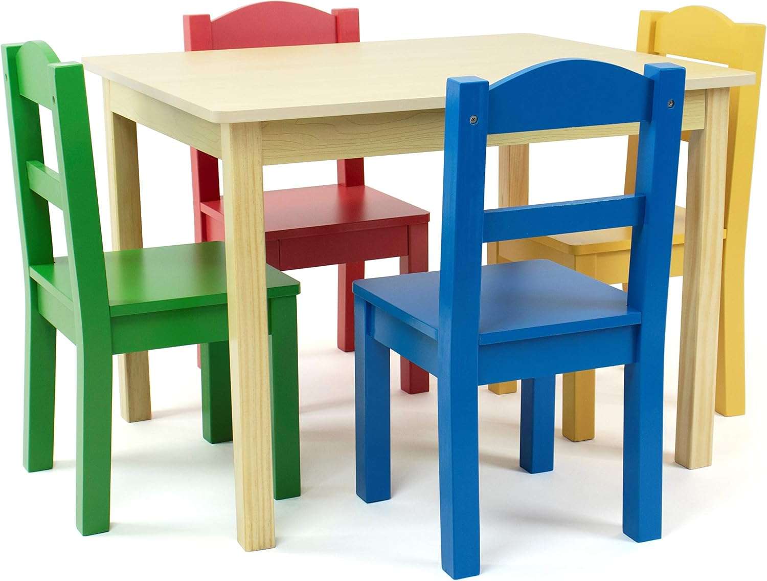 Humble Crew Collection Kids Wood Table & 4 Chair Set, Natural-Primary - 1