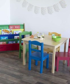 Humble Crew Collection Kids Wood Table & 4 Chair Set, Natural-Primary - 2