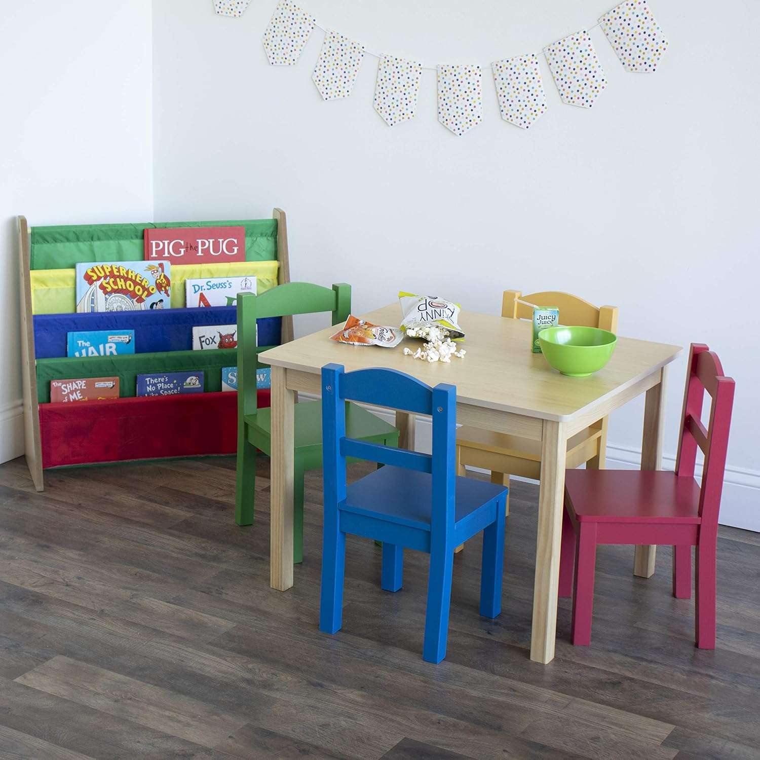 Humble Crew Collection Kids Wood Table & 4 Chair Set, Natural-Primary - 2