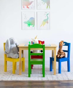 Humble Crew Collection Kids Wood Table & 4 Chair Set, Natural-Primary - 4