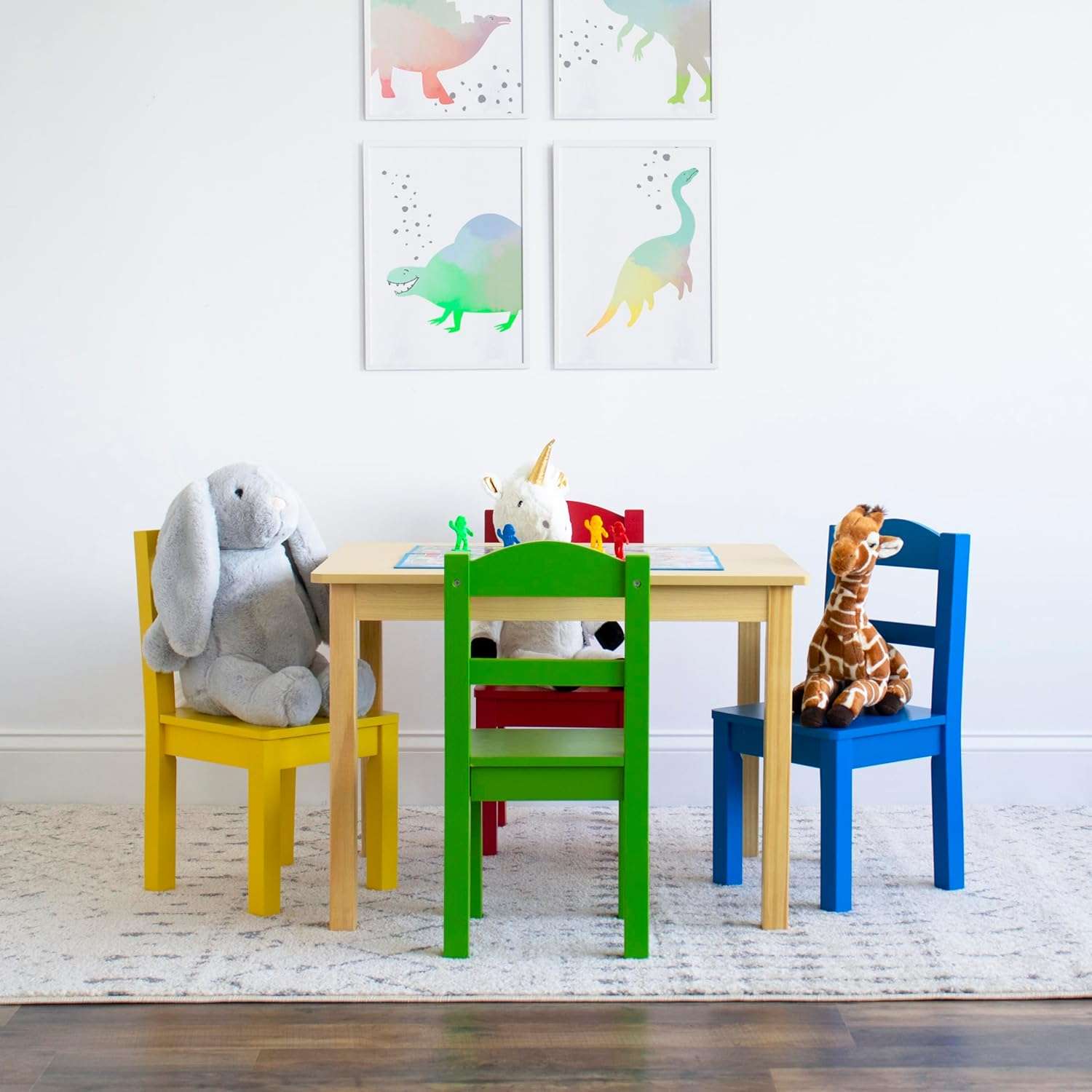 Humble Crew Collection Kids Wood Table & 4 Chair Set, Natural-Primary - 4