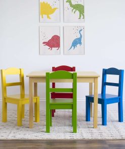Humble Crew Collection Kids Wood Table & 4 Chair Set, Natural-Primary - 5