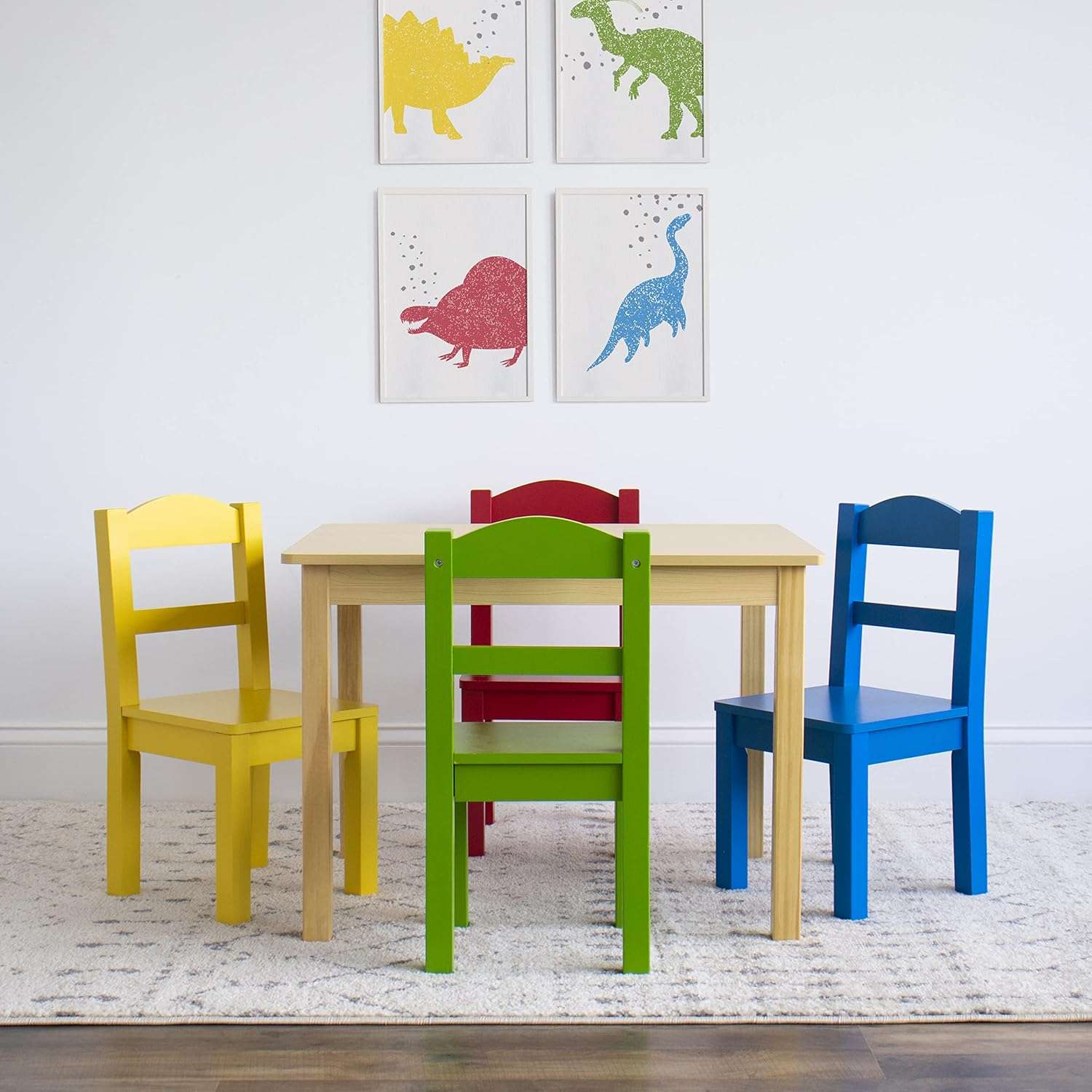 Humble Crew Collection Kids Wood Table & 4 Chair Set, Natural-Primary - 5