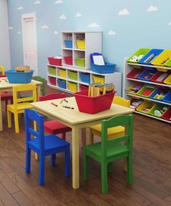 Humble Crew Collection Kids Wood Table & 4 Chair Set, Natural-Primary - 6