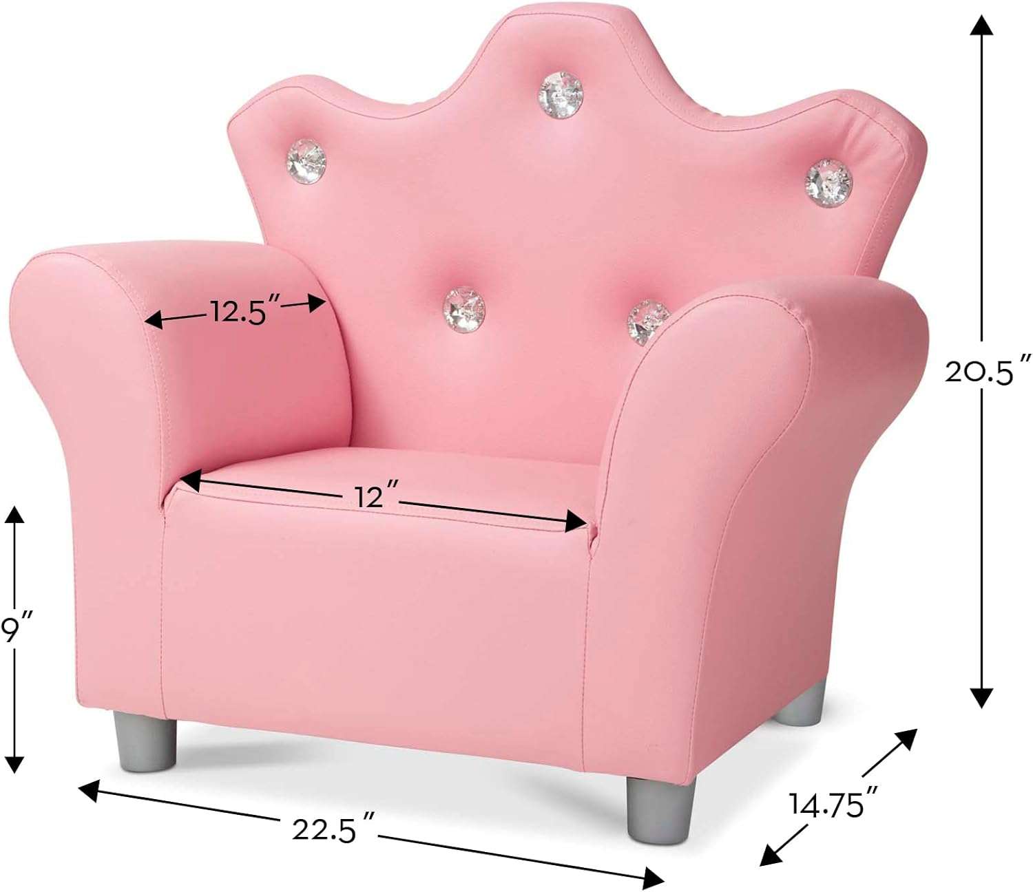 Melissa & Doug Pink Faux Leather Child’s Crown-Back Armchair (Kid’s Furniture) - Princess Chair For Toddlers, Children's Furniture, Pink Chair For Kids - 5