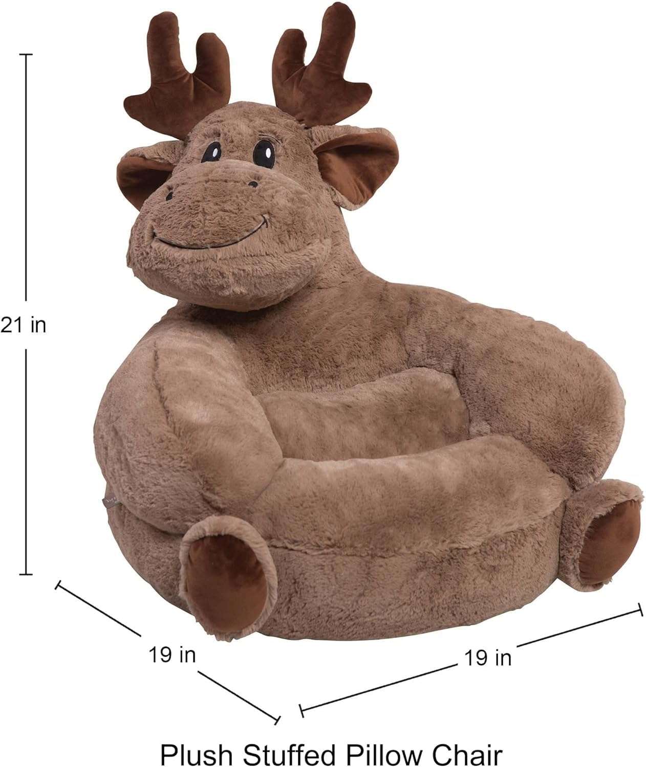 Trend Lab Moose Toddler Chair - Plush Pillow Kids Chair, Comfy Animal Chair for Toddlers 1-3 Years Old, 21x19x19 Inches - Baby Chair, Soft Toddler Lounge Chair, Kids Bean Bag Chair Alternative - 3