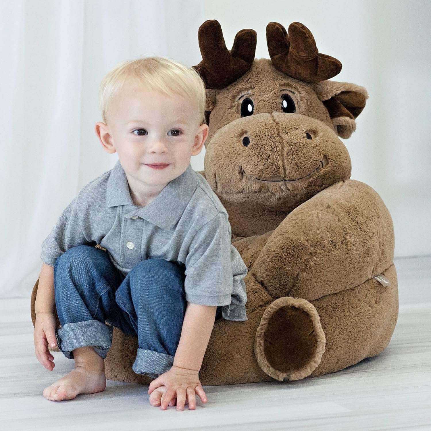 Trend Lab Moose Toddler Chair - Plush Pillow Kids Chair, Comfy Animal Chair for Toddlers 1-3 Years Old, 21x19x19 Inches - Baby Chair, Soft Toddler Lounge Chair, Kids Bean Bag Chair Alternative - 8