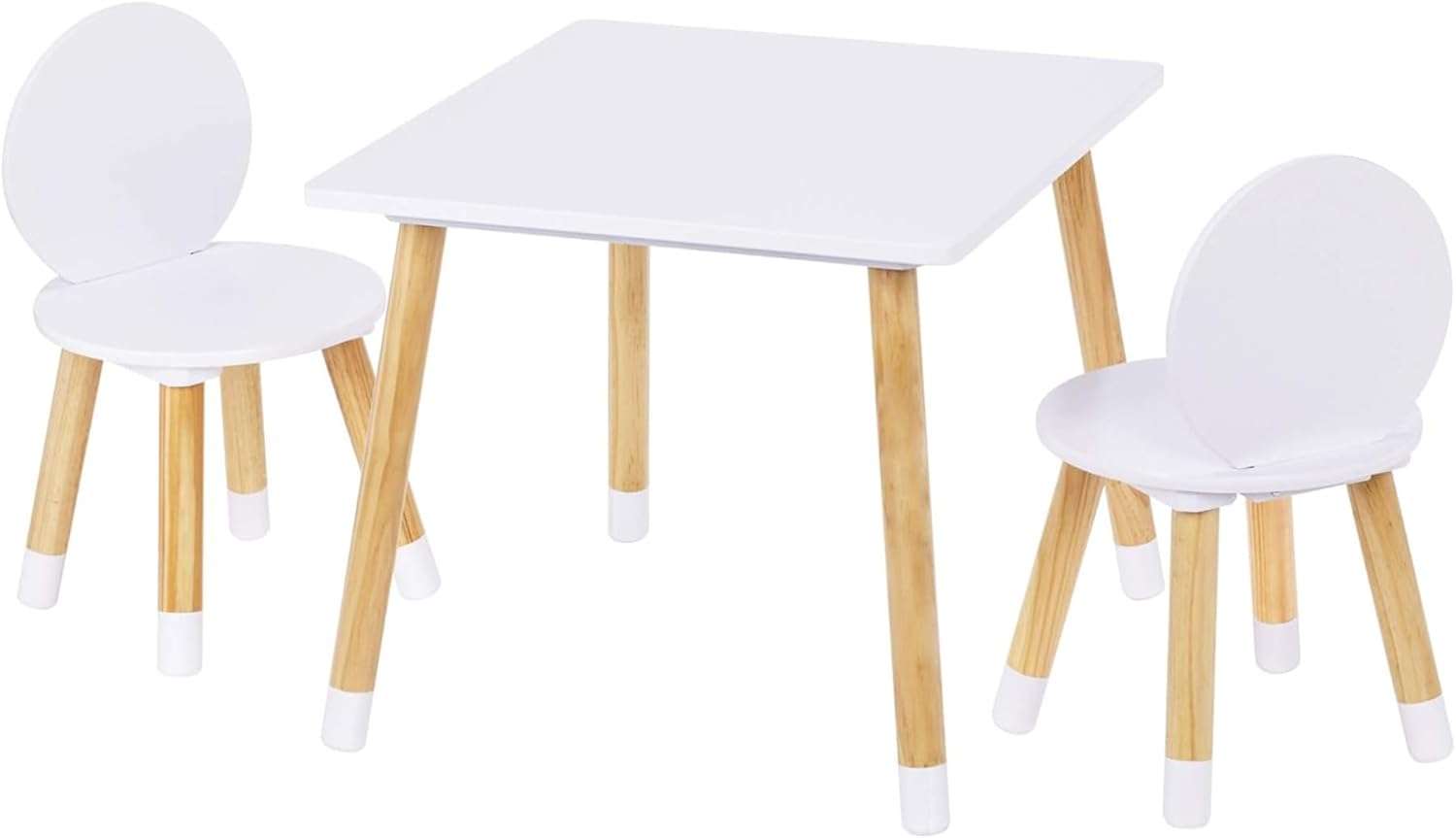 UTEX Kids Table with 2 Chairs Set for Toddlers, Boys, Girls, 3 Piece Kiddy Table and Chairs Set, White - 1