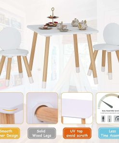 UTEX Kids Table with 2 Chairs Set for Toddlers, Boys, Girls, 3 Piece Kiddy Table and Chairs Set, White - 5