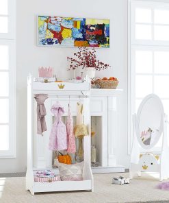 UTEX Kids Dress Up Storage, Kids' Costume Organizer Center, Open Hanging Armoire Closet, Kids Armoire with Rack for Toddler 3 Age+, White - 4