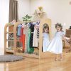 Kids Dress Up Storage with Mirror, Montessori Kids Dress Up Rack, Wooden Dress Up Storage Rack for Little Girls and Boys, Kids Costume Rack with Storage Shelf - 1