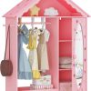 UTEX Kids Dress Up Storage with Mirror, Kids Wardrobe Closet, Dress Up Armoire for Little Girls, Open Hanging Kids Costume Organizer with Storage Cabinet for Kids Room, Playroom - 1