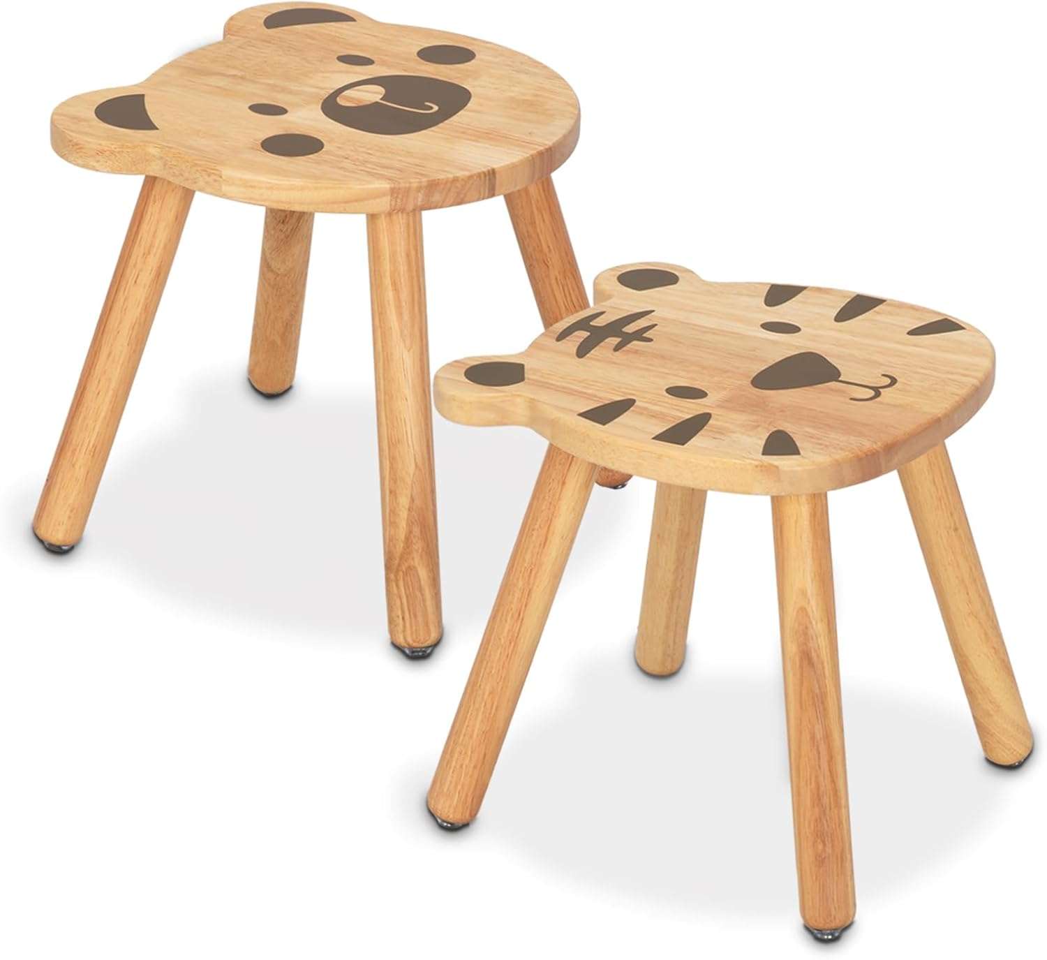 11 Inch Rubberwood Animal Chairs, Solid Wooden Stool for Kids, Sitting Stool Kids Furniture for Playroom, Nursery, Preschool, Kindergarten - 2