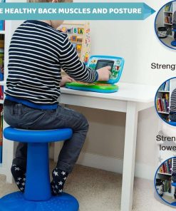 ActiveChairs Kids Wobble Stool, Flexible Seating for Preschool & Elementary Classrooms, Improves Focus, Posture & ADHD-ADD, 14 Active Desk Chairs, Ages 3-7, Blue - 4