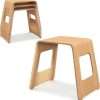 COSTWAY 4-Pack Wood Stackable Stools, 18-inch Height Backless School Stools with Non-Slip Foot Pads and Cutout Handles, Portable Classroom Stools Set of 4 for Kids Adults for Side Table - 1