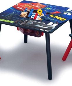 Delta Children Kids Table and Chair Set With Storage (2 Chairs Included) - Ideal for Arts & Crafts, Snack Time, Homework & More, Disney-Pixar Cars, 3 Piece Set - 2