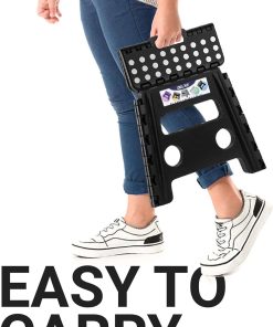 Delxo Folding Step Stool, 13 inch Non-Slip Foldable Stools for Kids & Adults Up to 300 LBS, Step Stool with Handle, Lightweight for Kitchen, Bathroom, Bedroom, Garden, Black - 5