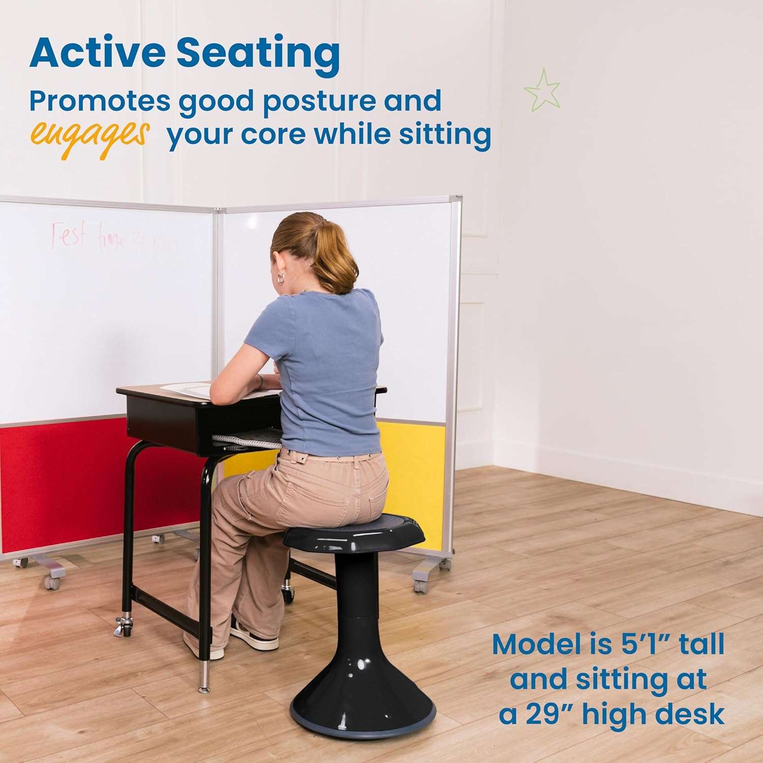 ECR4Kids ACE Active Core Engagement Wobble Stool, 18-Inch Seat Height, Flexible Seating, Black - 4