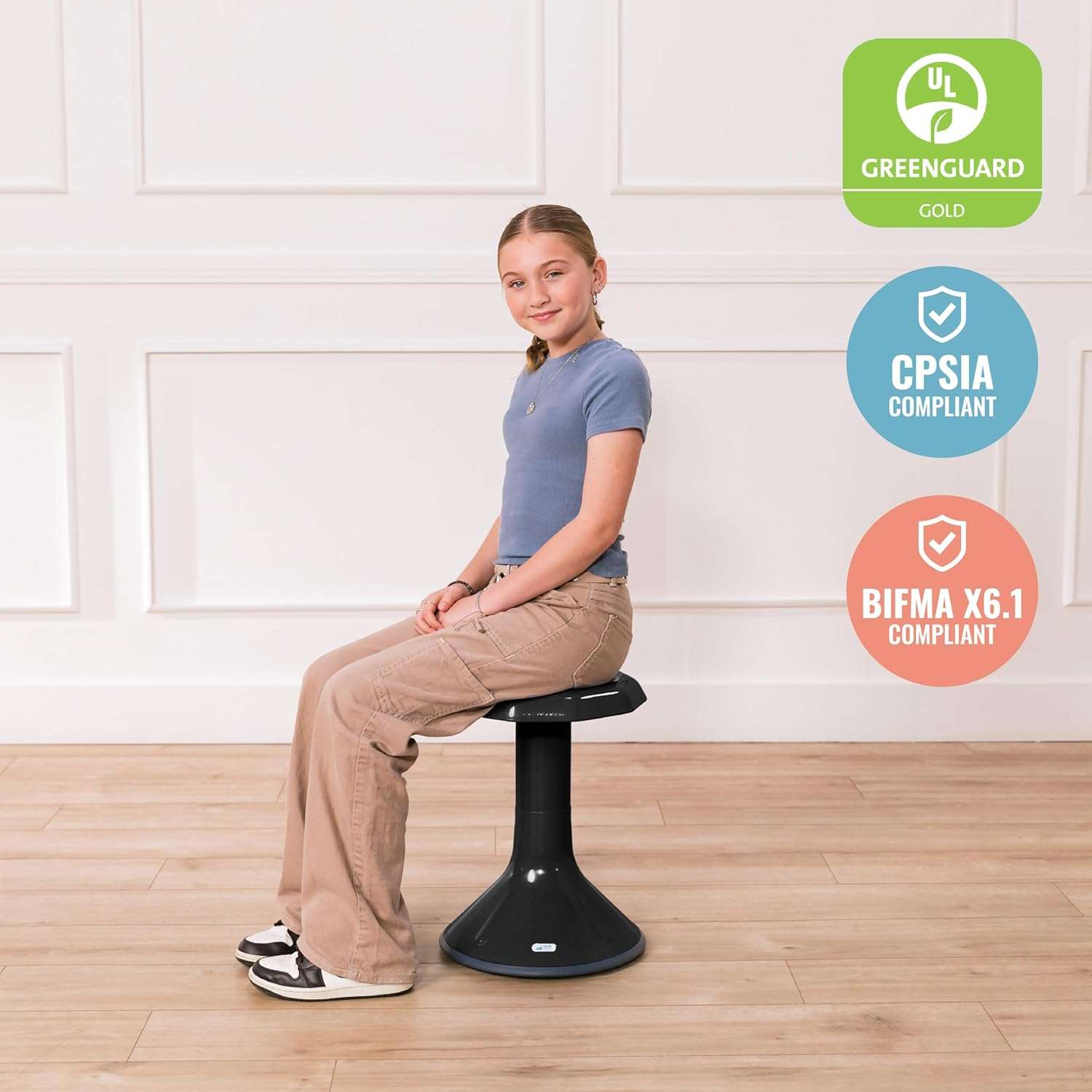 ECR4Kids ACE Active Core Engagement Wobble Stool, 18-Inch Seat Height, Flexible Seating, Black - 6