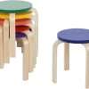 ECR4Kids Bentwood Stackable Stools, Classroom Furniture, Assorted, 6-Piece - 1