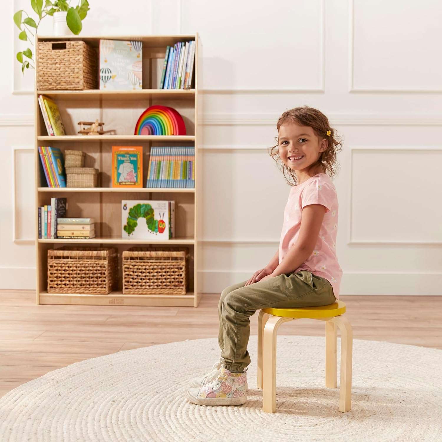ECR4Kids Bentwood Stackable Stools, Classroom Furniture, Assorted, 6-Piece - 2