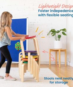 ECR4Kids Bentwood Stackable Stools, Classroom Furniture, Assorted, 6-Piece - 4