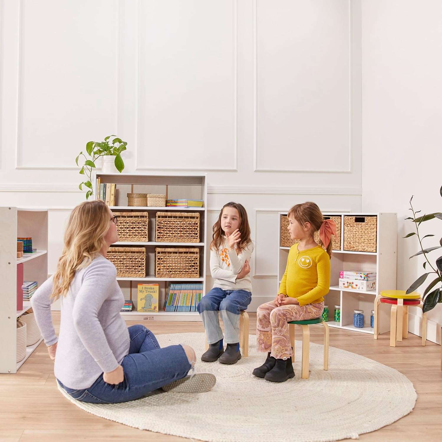 ECR4Kids Bentwood Stackable Stools, Classroom Furniture, Assorted, 6-Piece - 9