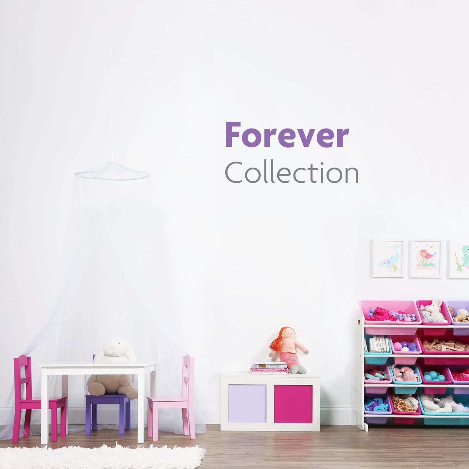 Humble Crew Kids Wooden Table and 4 Chairs Set, White-Pink-Purple-Aqua - Kids Table and Chair Set for Toddlers and Children for Arts, Crafts, and Snack Time - Sturdy, Durable Toddler Activity Table - 10
